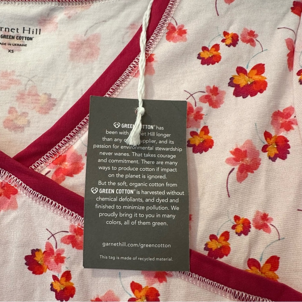 Garnet Hill Asian Wrap nightgown 100% cotton organic size xs NWT - Picture 3 of 10
